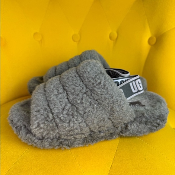 UGG Women's Fluff Yeah Women's Slide Wedge Sandals - Charcoal - Picture 3 of 8